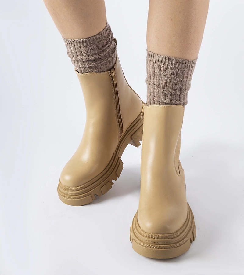 Beige čižmy s gumovou vložkou D'Isola