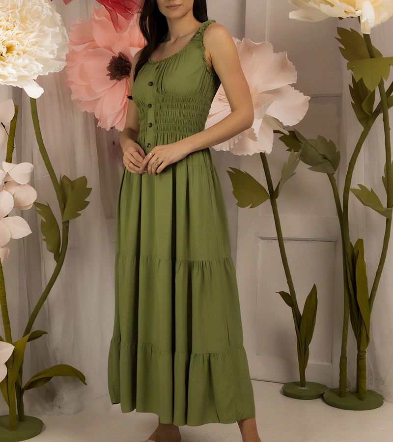 Zelené šaty s gombíkom Atiye