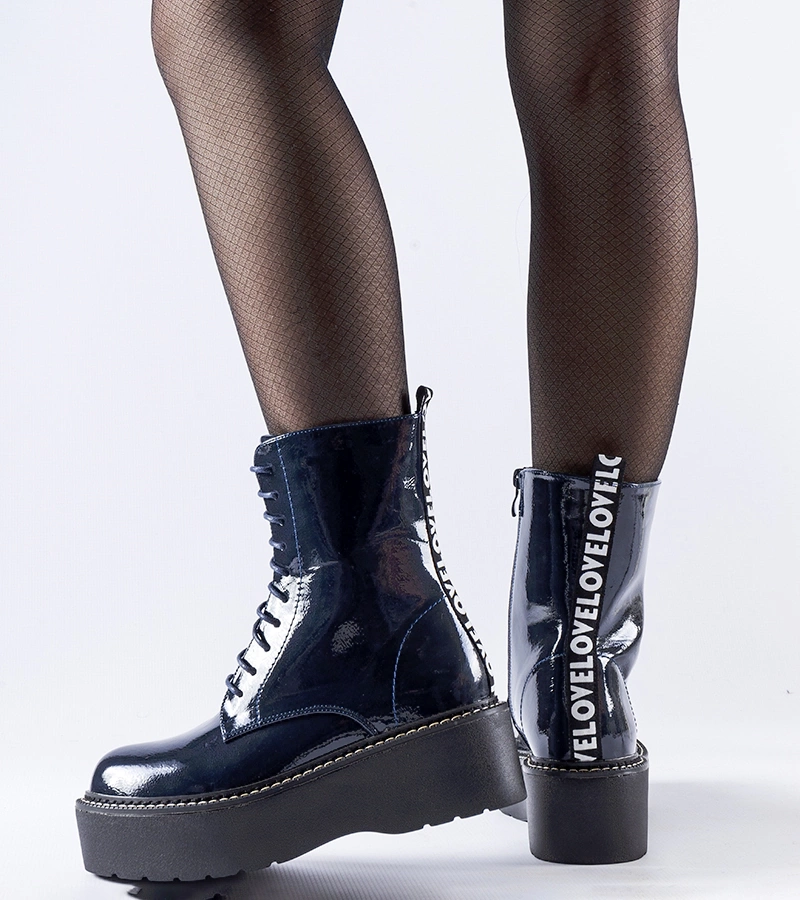 Granátové lakované topánky na platforme Leos