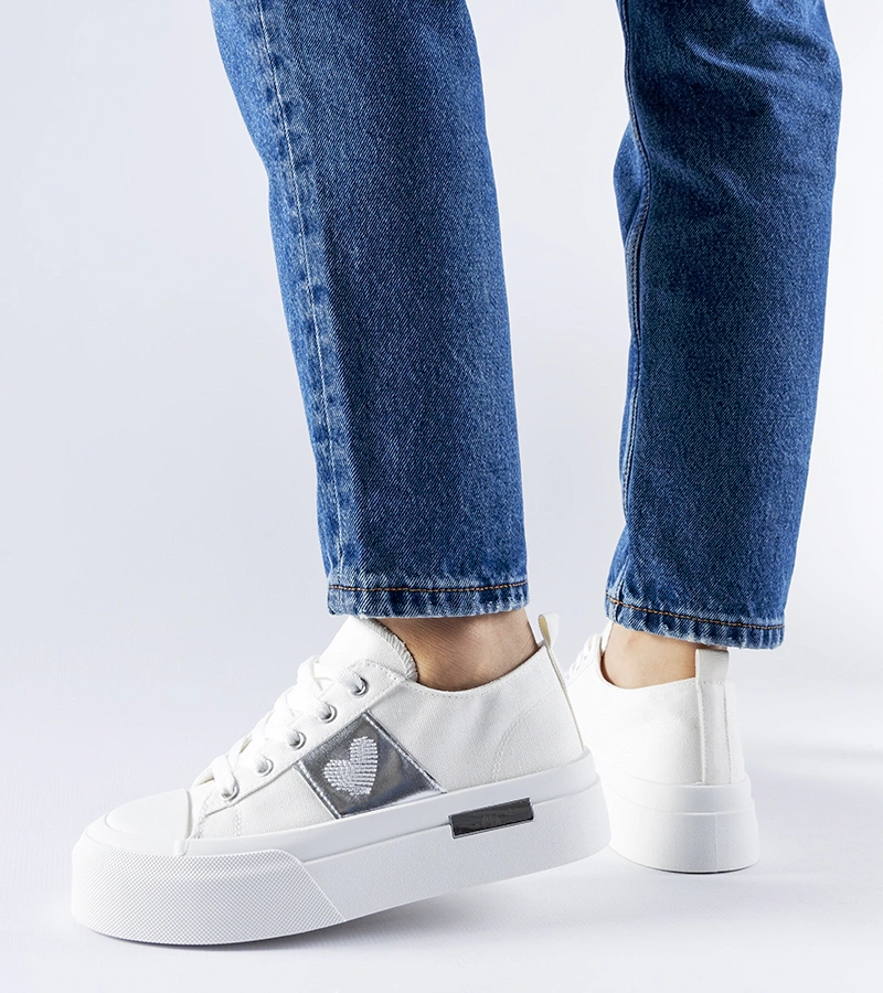 Bielo-strieborné tenisky na platforme Lawton