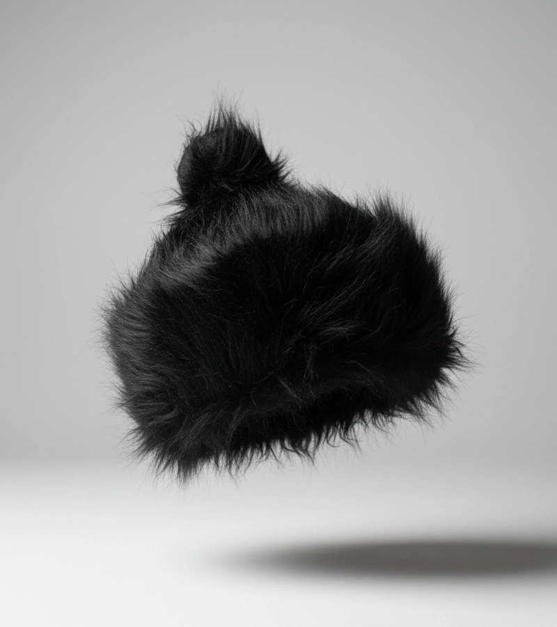 Čierna čiapka s bambulou Leola