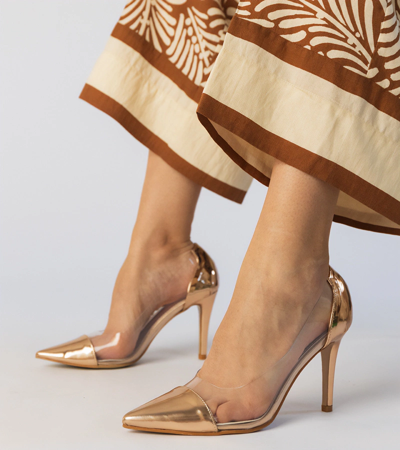 Šampanské klasické lodičky s priehľadným zvrškom Libra