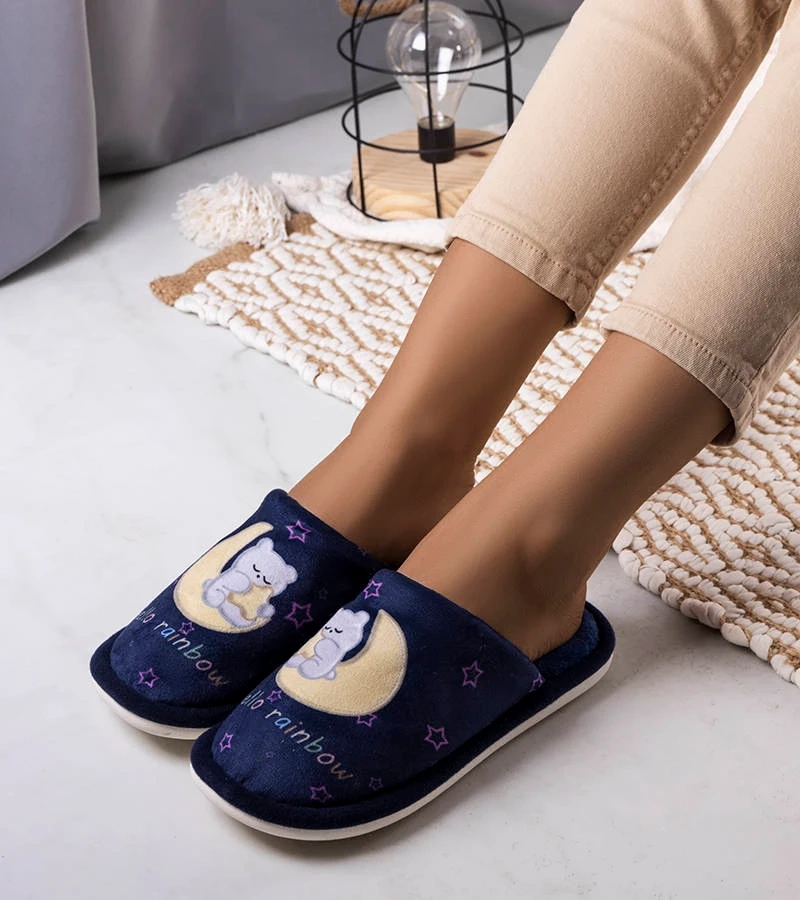 Mäkké papuče v námorníckej modrej farbe Dúhový mesiac