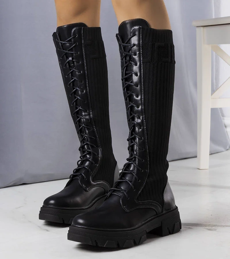 Čierne šnurovacie čižmy Montis