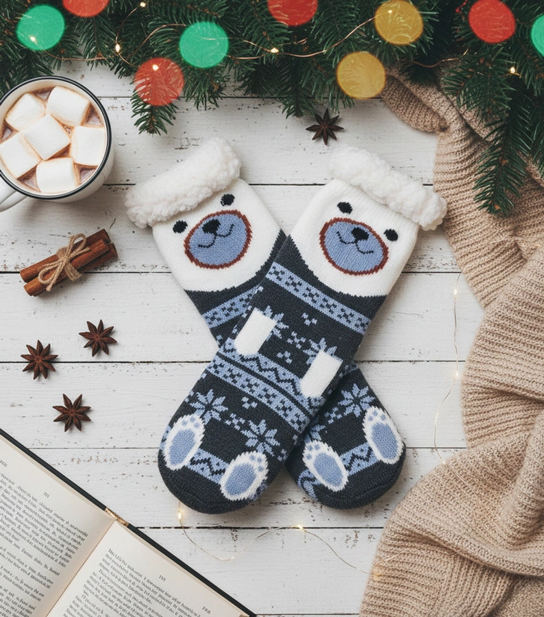 Šedé ponožky z ovčej kože Lotis