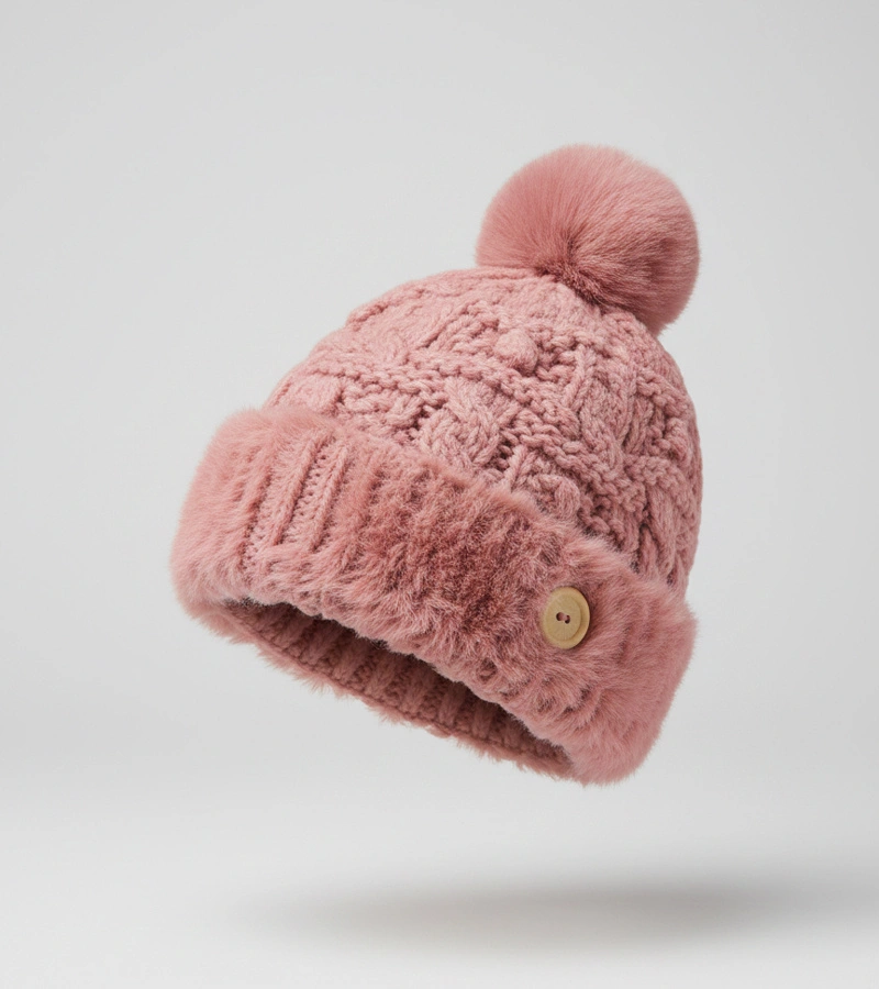 Bežová čiapka s kožušinou Danna