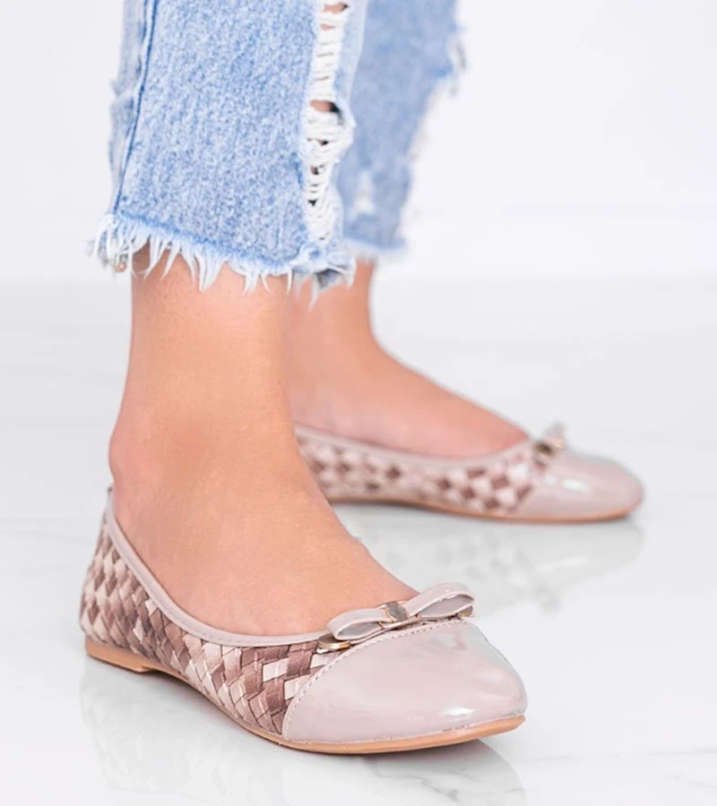 Béžové kockované baleríny so vzorom Broadway