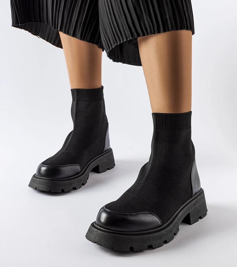 Čierne ponožkové topánky Lonte