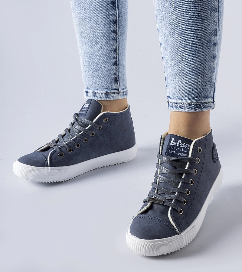 Modré vysoké zateplené tenisky Lee Cooper LCJ-21-31-0611LA