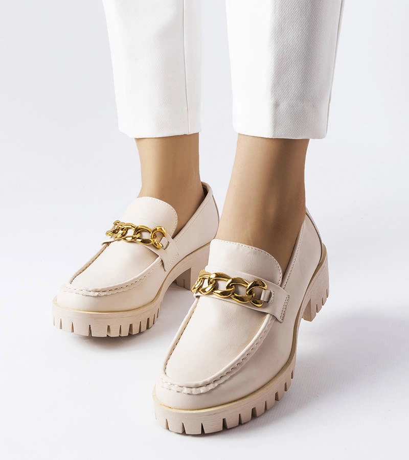 Béžové mokasíny na traktorovej podrážke Faiz