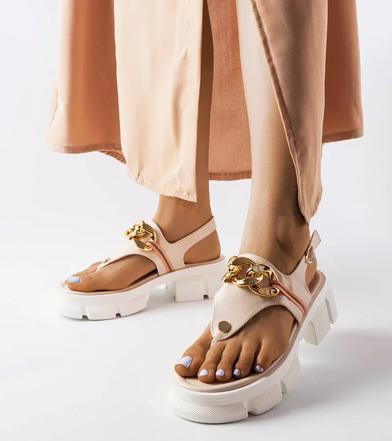 Béžové sandále Breana - japonské sandále na pevnej podrážke