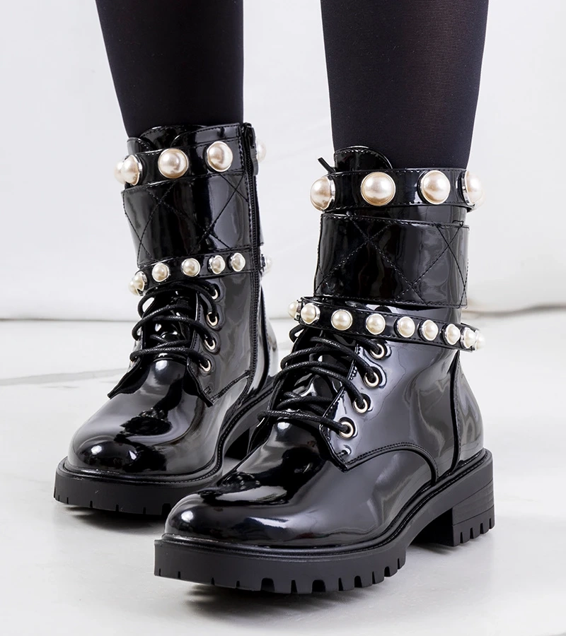 Čierna botki s perlami Bredon