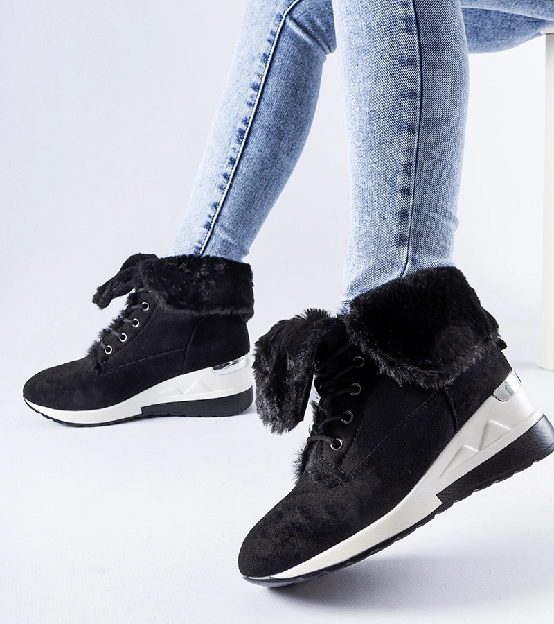 Čierne zateplené tenisky na kotníku Wesley