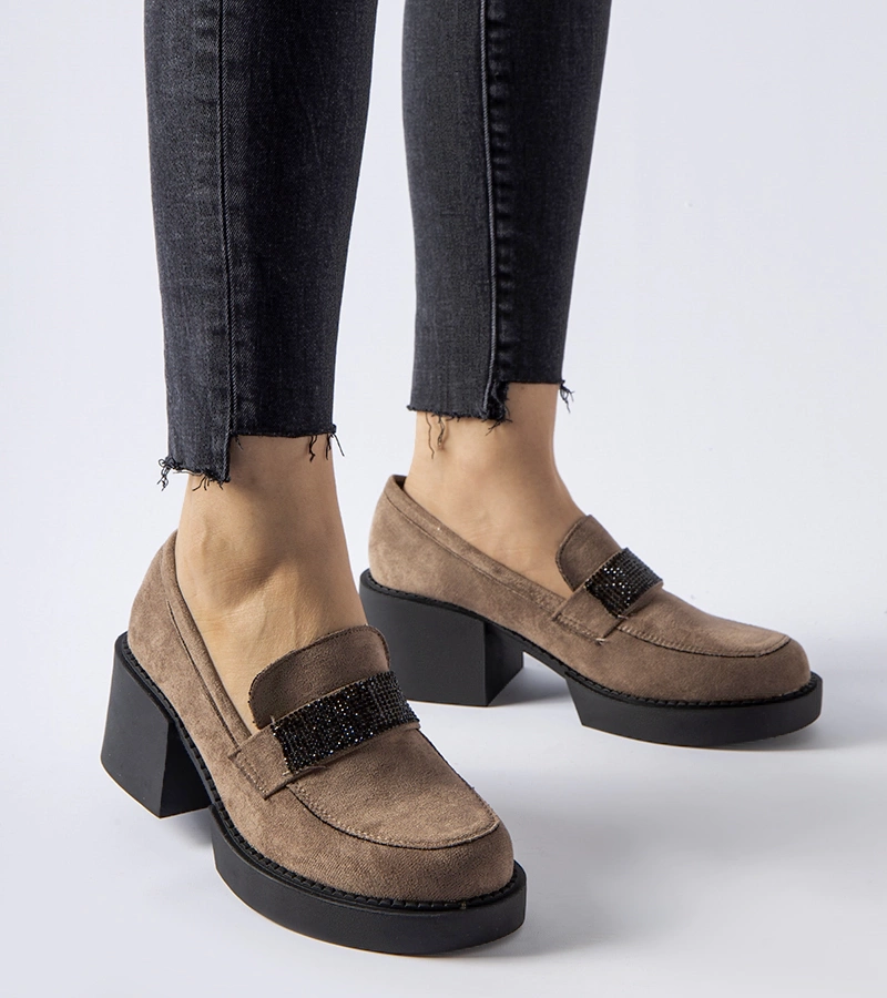 Hnedé mokasíny na masívnom podpätku Harrisburg.