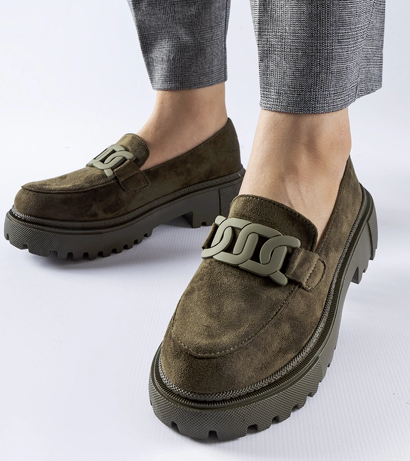 Zelené mokasíny na hrubšej podrážke Seborga