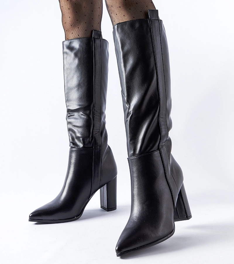 Čierne klasické čižmy na podpätku Palma