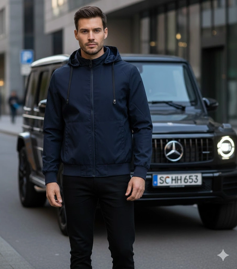 Čierna pánska vetrovka Boulé