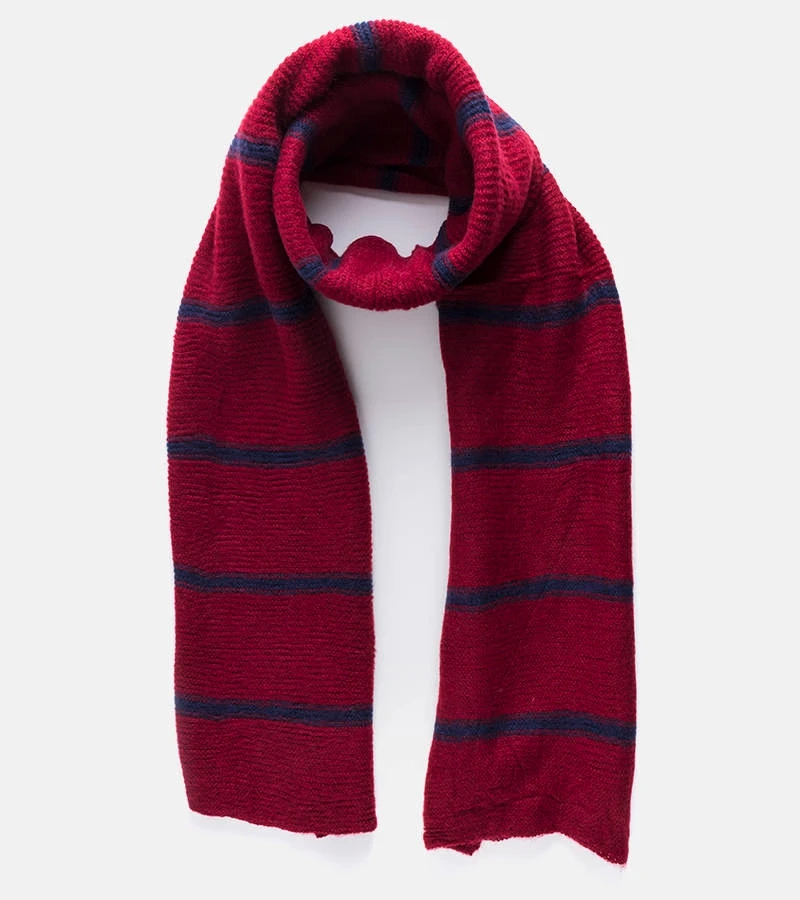 Bordový šál s tmavomodrými pruhmi Kari