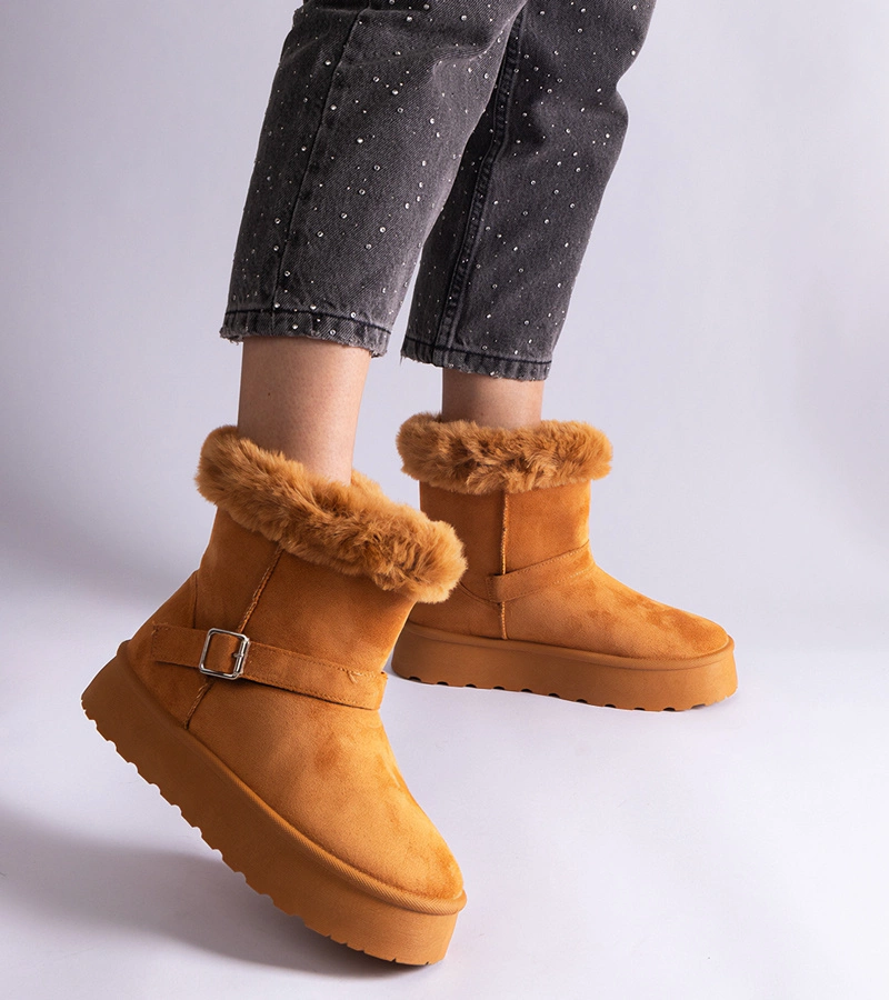 Hnedé zateplené snehule zdobené kožušinou Iglesia