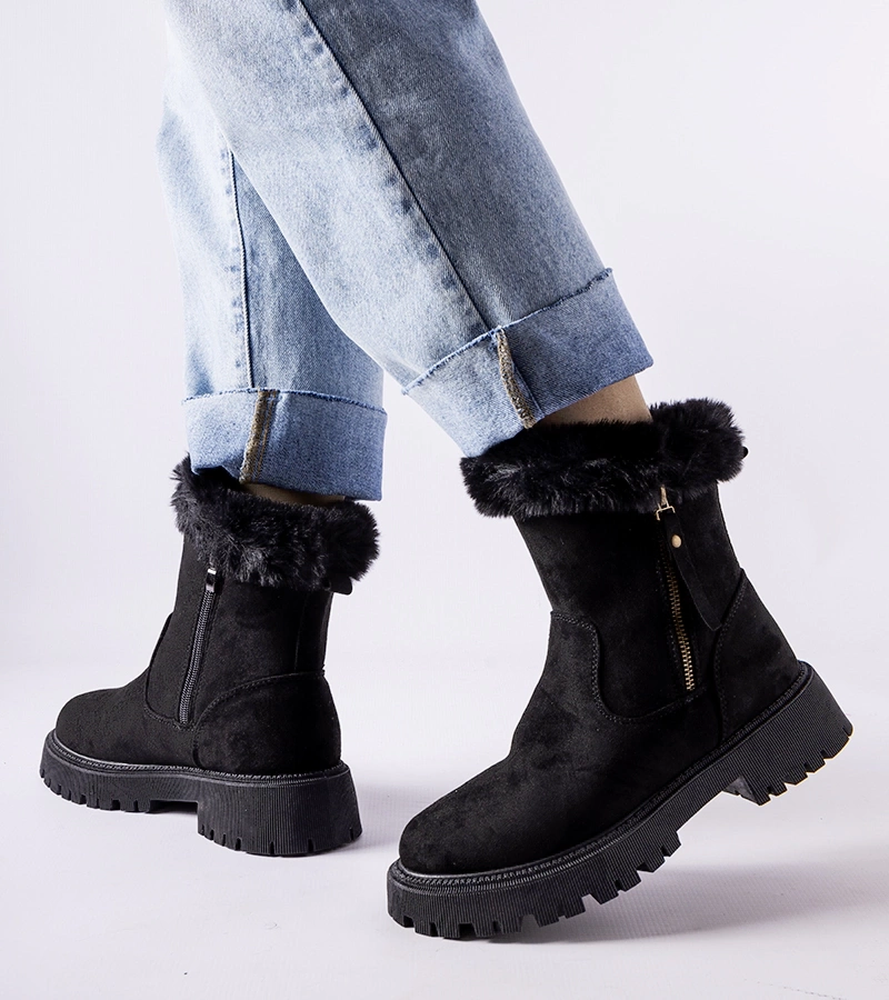 Čierne dámske snehové topánky Trigoso z eko-semišu