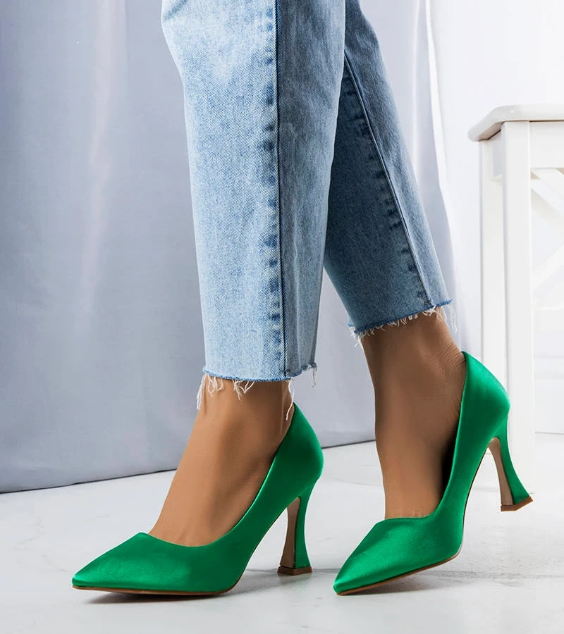 Zelené ihličkové topánky Otto s podpätkom v tvare presýpacích hodín