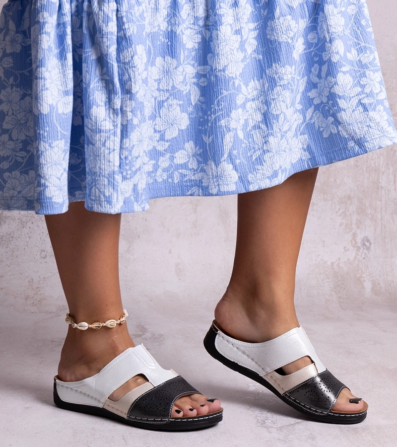 Čierno-biele žabky so leskom Saminar