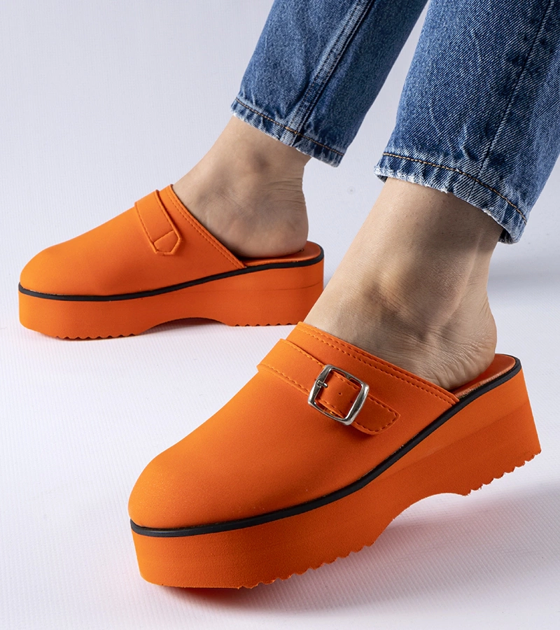 Žabky na vysokom podpätku 90-1691 ORANGE