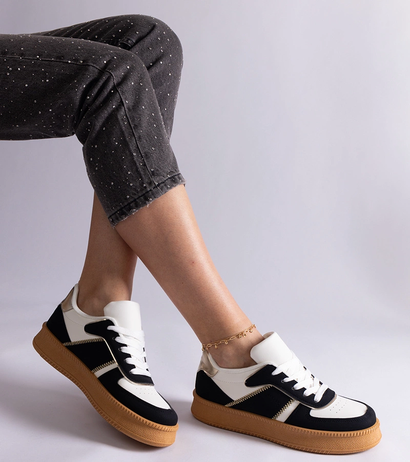 Čierne šnurovacie tenisky na platforme Felicita