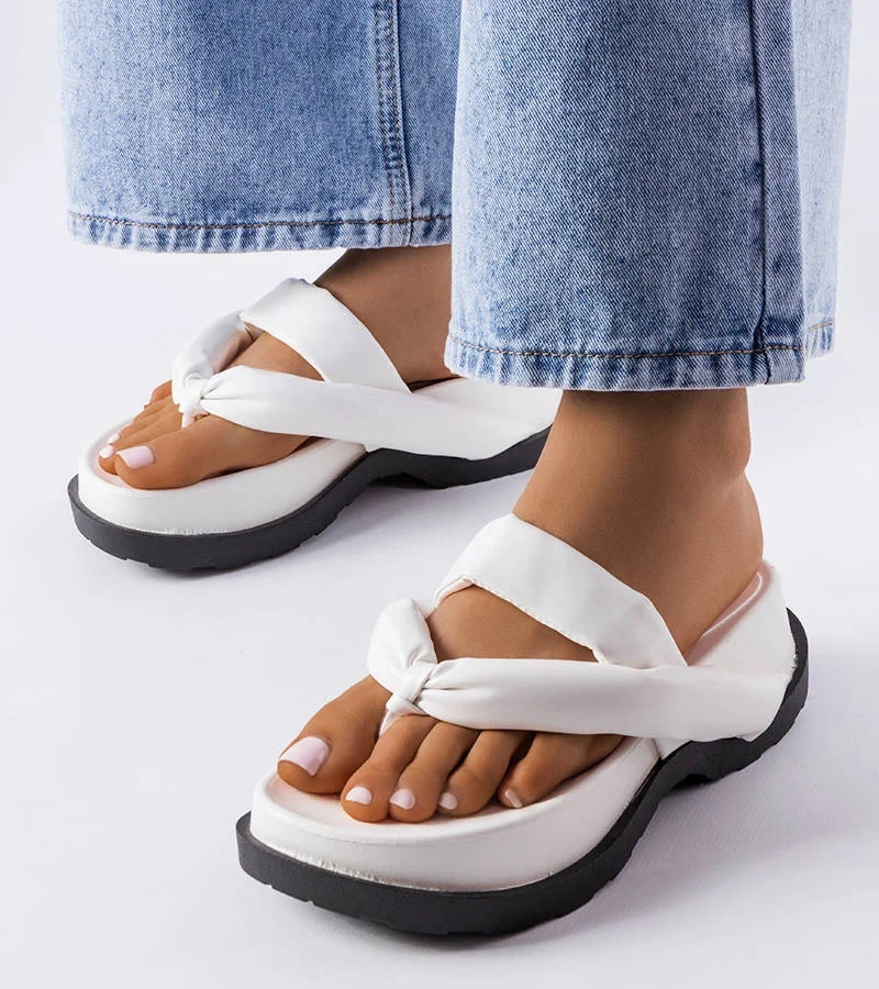 Biele žabky na platforme Lachapelle