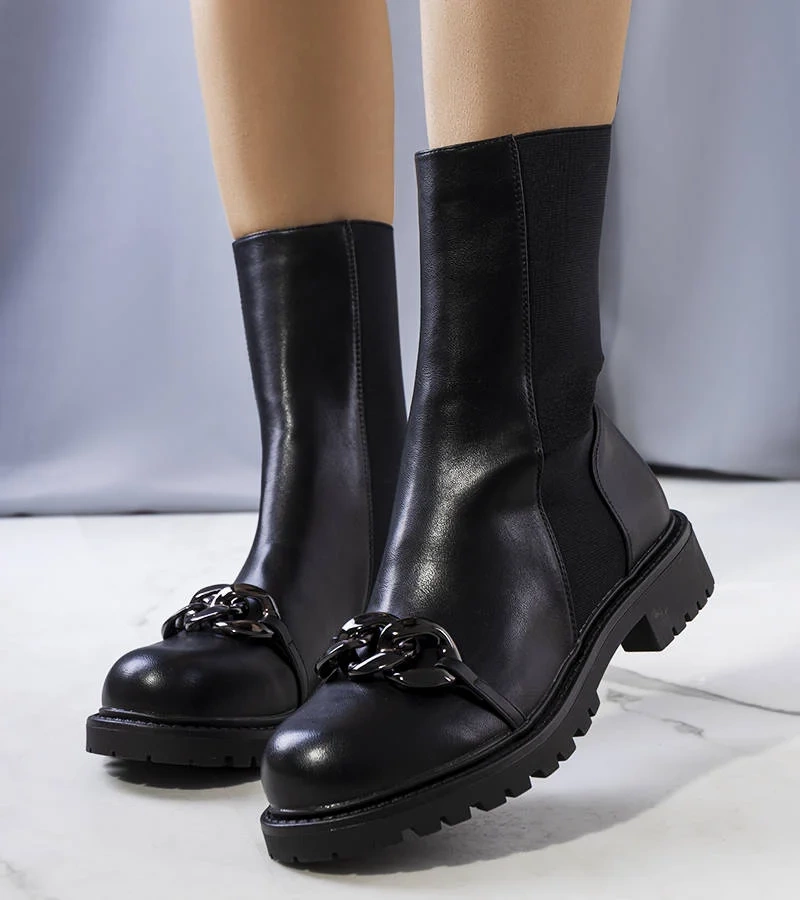 Čierna botki s reťazou Tubre