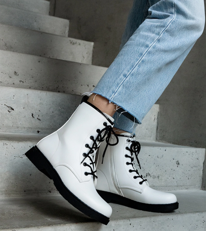 Biele zateplené workery eko koža Veri