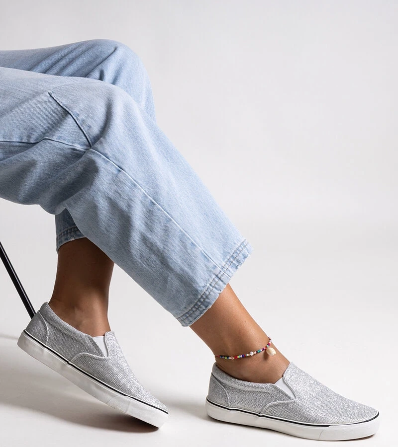 Strieborné blyštivé tenisky Lublubah