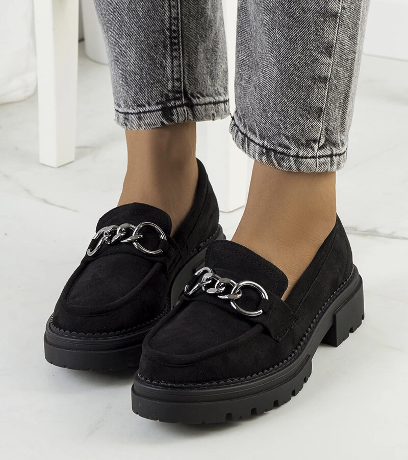 Čierne semišové poltopánky s reťazou Joanne