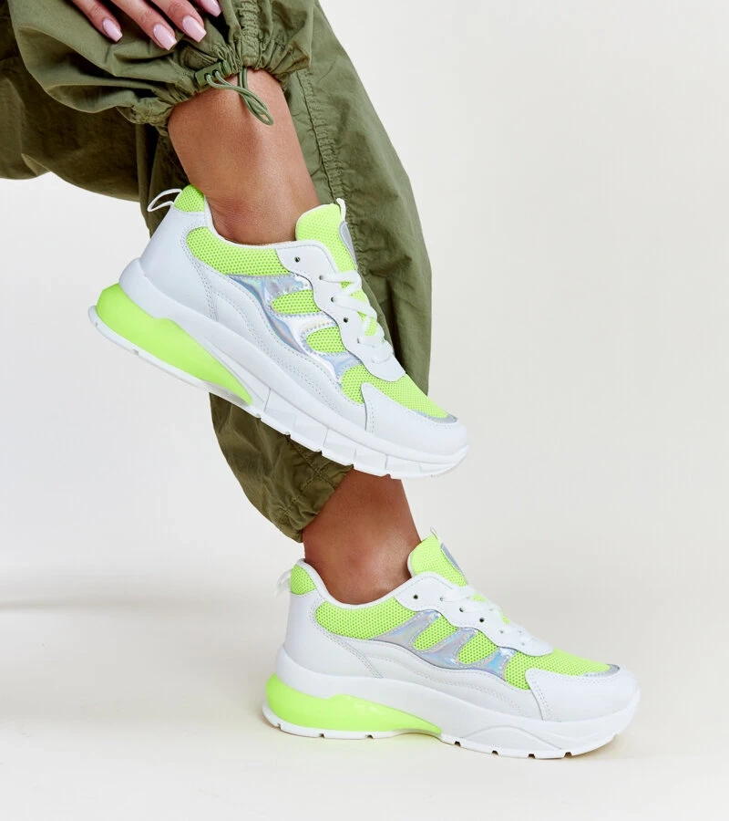 Biela-žlté tenisky na hrubom podpätku Matea