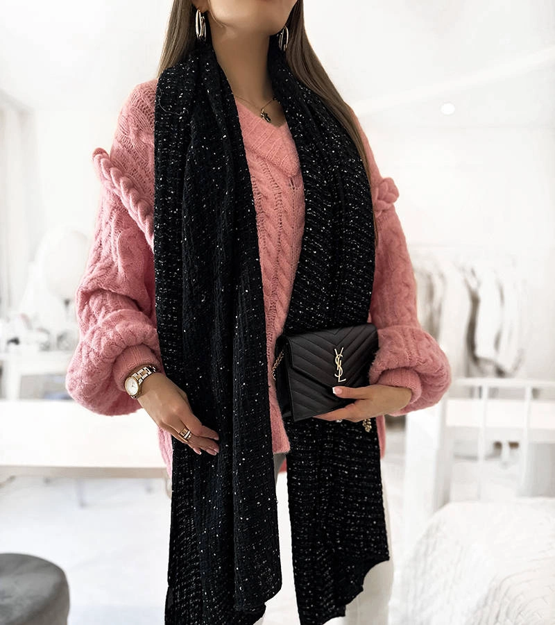 Čierny bodkovaný šál Khalil