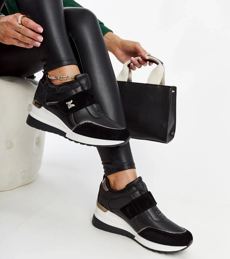 Čierne tenisky na platforme na suchý zips Libuse