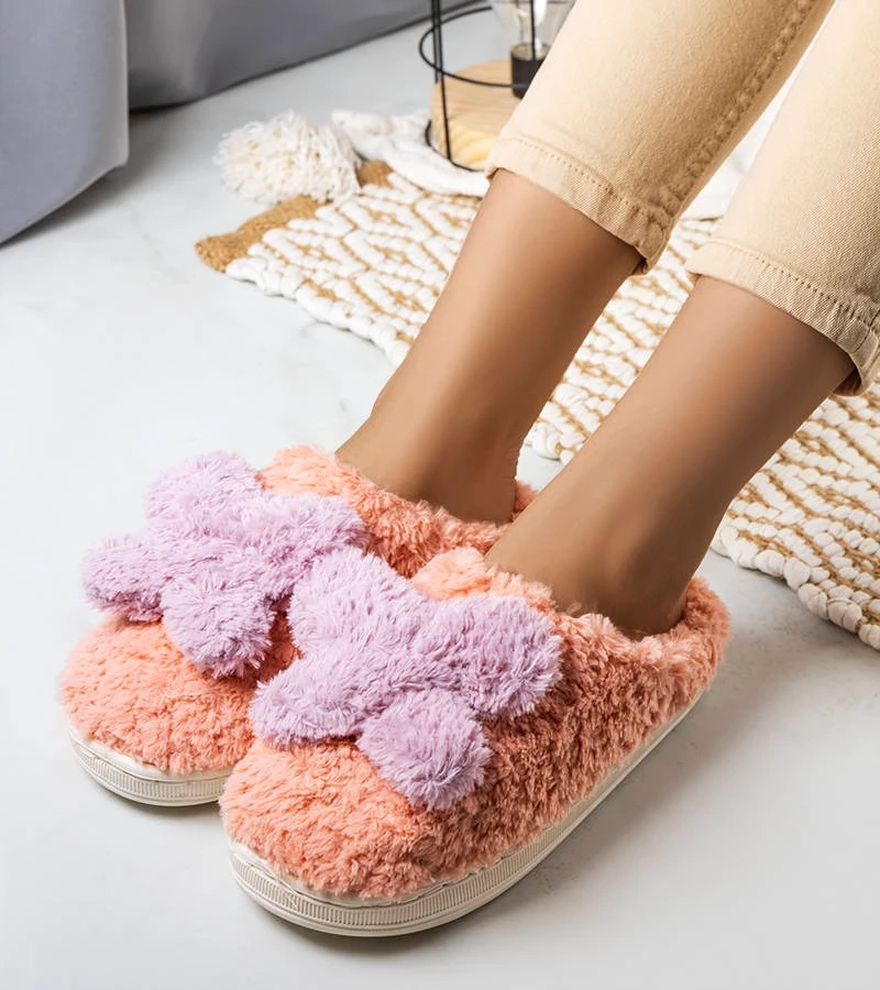 Tmavoružové mäkké papuče Butterfly