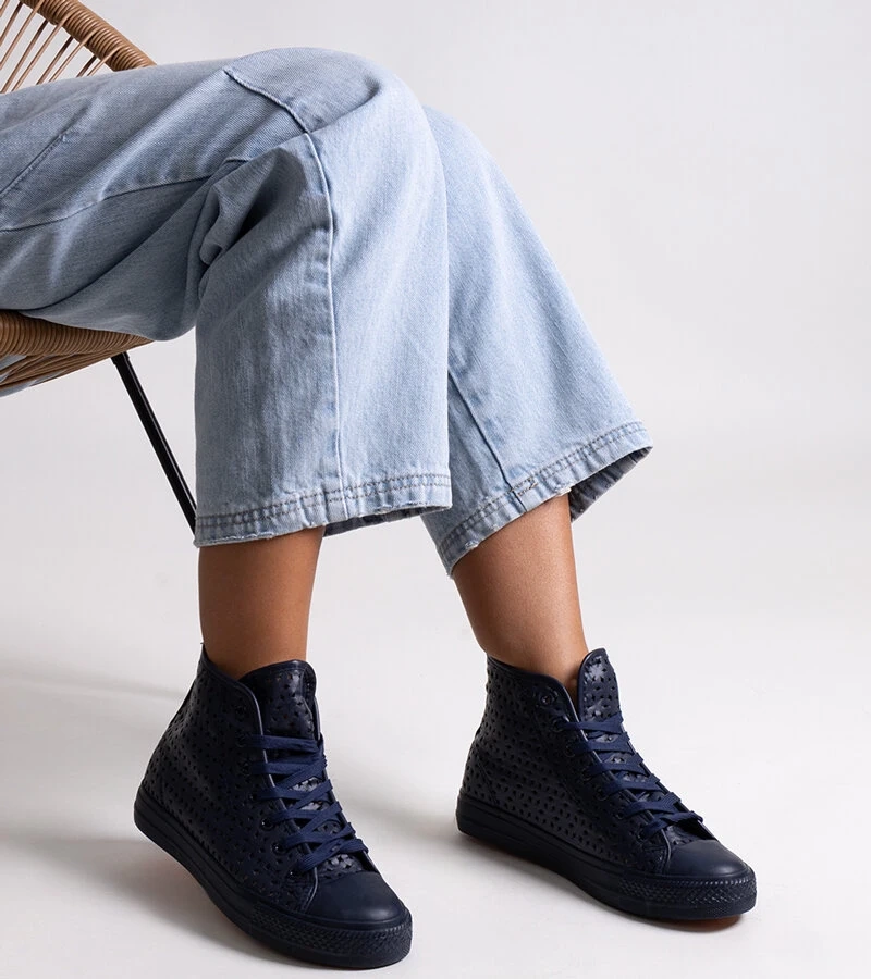 Modré vysoké prepustné tenisky Shima