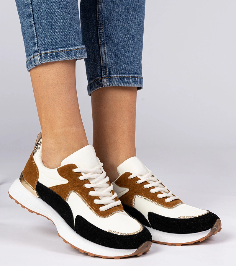 Bielo-čierne dámske tenisky s brokátom Elizar