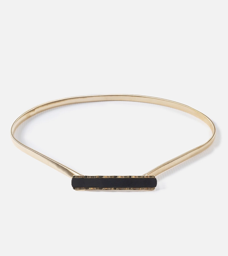 Zlatý elastický pás s čiernou sponou Morig