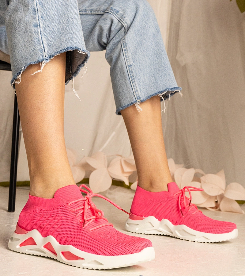 Ružové dámske tenisky s ponožkovým zvrškom Miyana