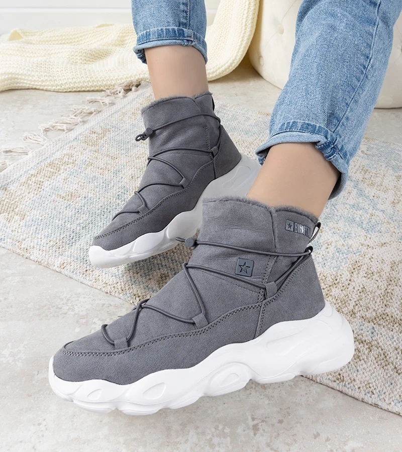 Šedé štýlové dámske snehové topánky Big Star