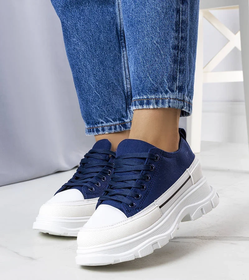 Tmavomodré tenisky na vysokej platforme Lavaris