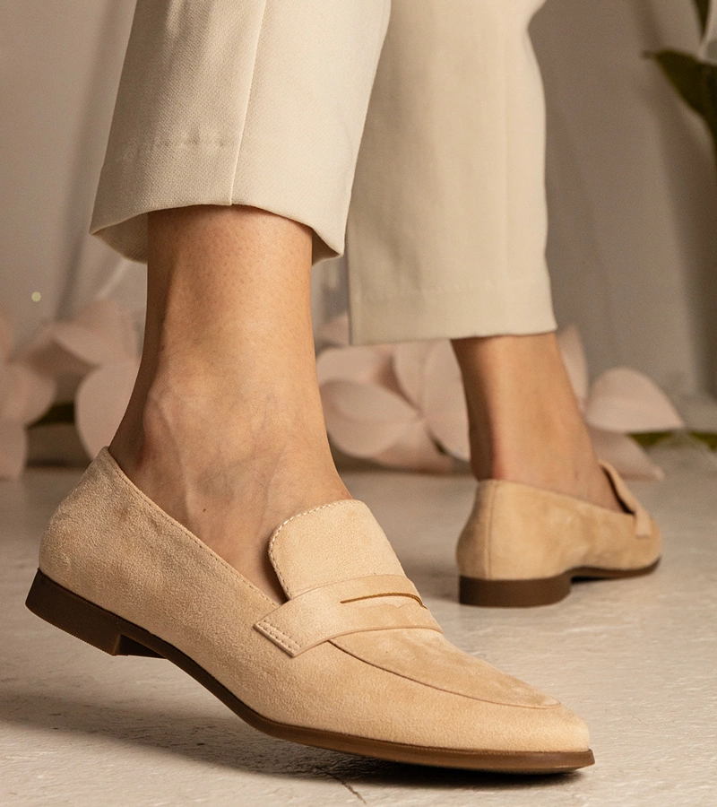 Béžové dámske klasické mokasíny Nageri