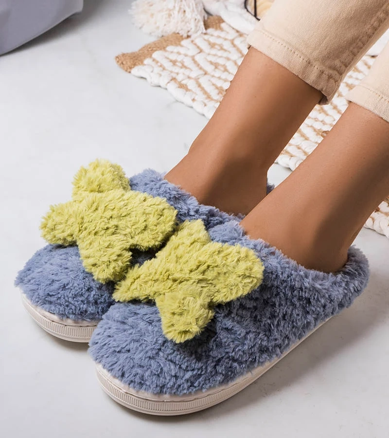 Modré mäkké papuče Butterfly