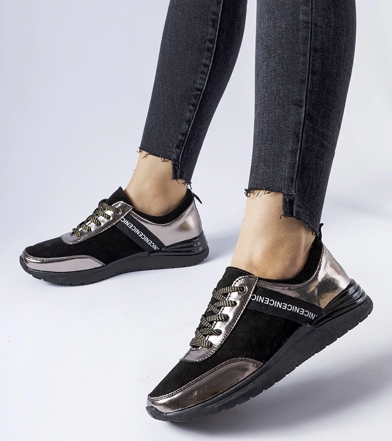 Čierno-šedé kožené tenisky Castelfidardo