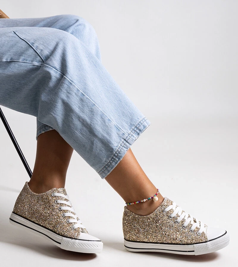 Zlaté blyštivé vysoké tenisky Jadwa