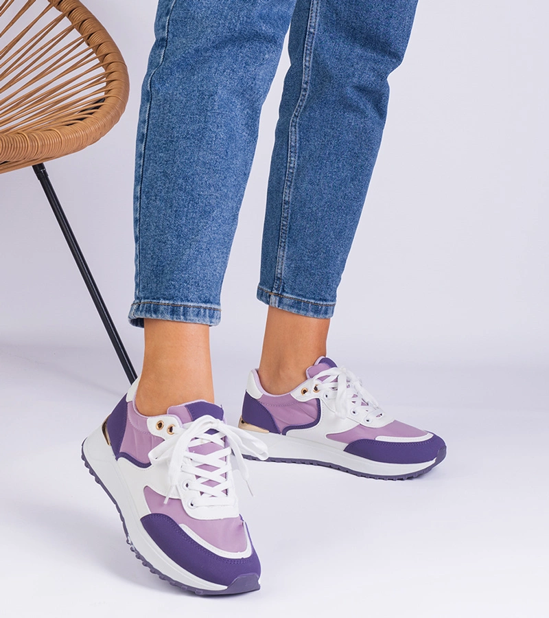 Fialové dámske tenisky so zlatou vložkou Ezela