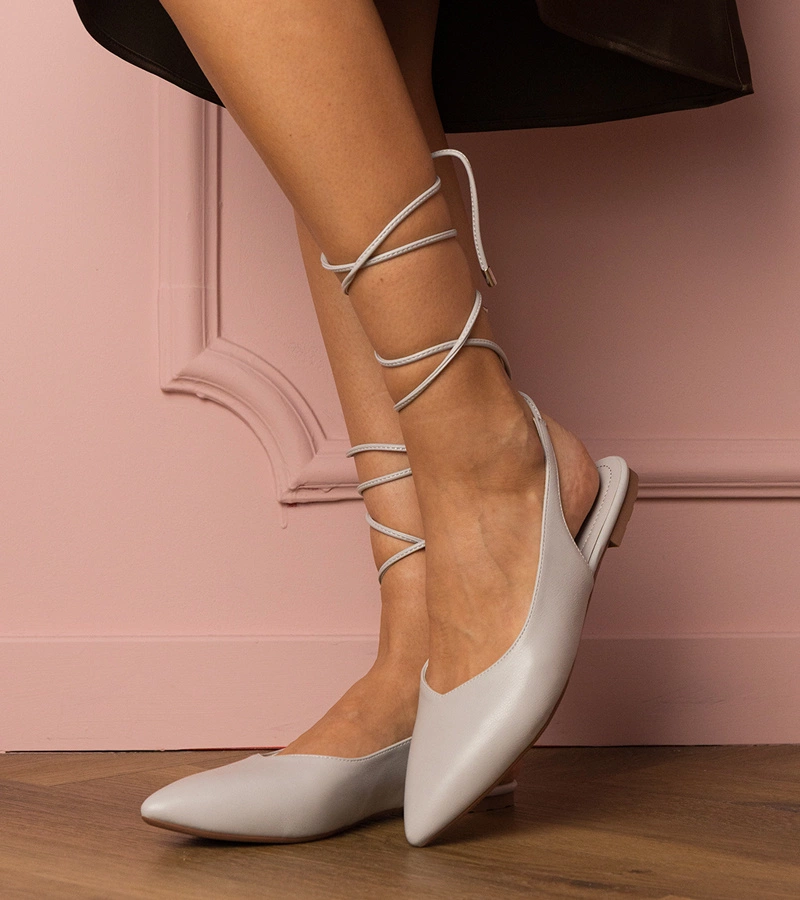 Sivé baleríny na plochej podrážke z ekokože Terry