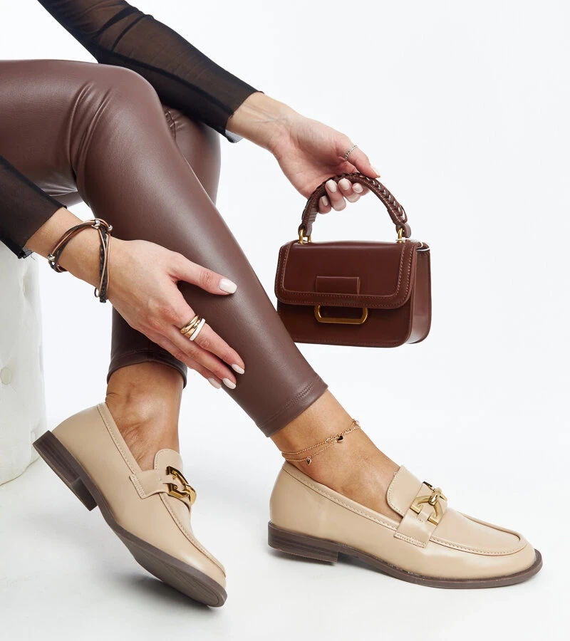 Bežové mokasíny s prackou Lea